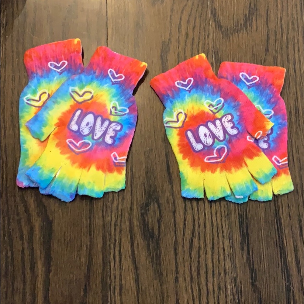 Fingerless Tie Dye Love Gloves